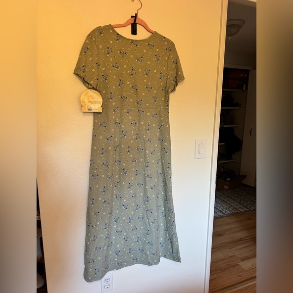 VTG NEW Y2K Cherokee Maxi Dress Floral 100% Cotton Size Medium Green NWT - Picture 3 of 6